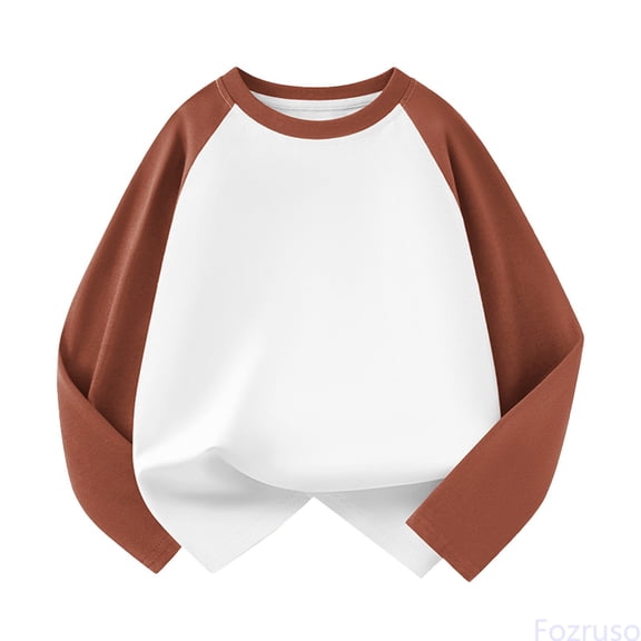 Fozruso Toddler Kids Baby Girls Boys Long Sleeve Shirts Raglan Shirt Baseball Tee Tops Cute Tops,Sizes 2-3 Years Brown