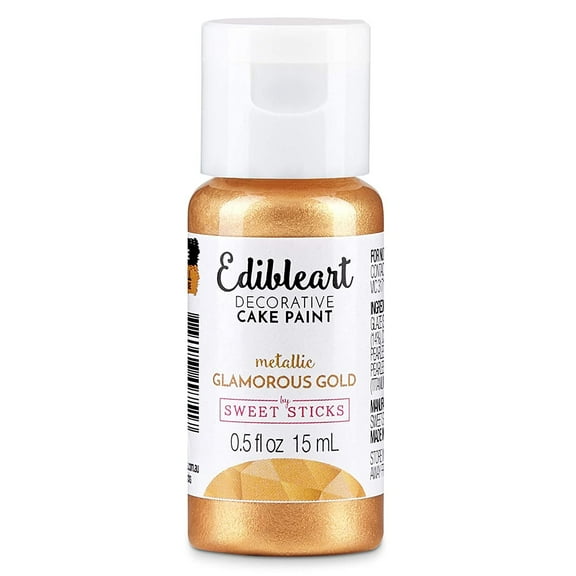 Icinginks Metallic Glamorous Gold Edible Art Decorative Cake Paint 15ml - Edible Art Paint, Edible Icing Paint, Decorative Cake Paint, Edible Food Coloring, Cake Paint Metallic Glamorous Gold