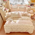 thumbnail image 4 of Ensemble de housse de couette 100% coton, 3 pièces (1 * housse de couette + 2 * taie d'oreiller, sans noyau), ensemble de literie en dentelle coréenne, doux et confortable, 4 of 4