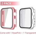 thumbnail image 2 of Misxi 2 Pack Hard PC Case with Tempered Glass Screen Protector Compatible with Apple Watch Series 6 SE Series 5 Series 4 40mm, 1 Rose Pink + 1 Transparent, 2 of 18