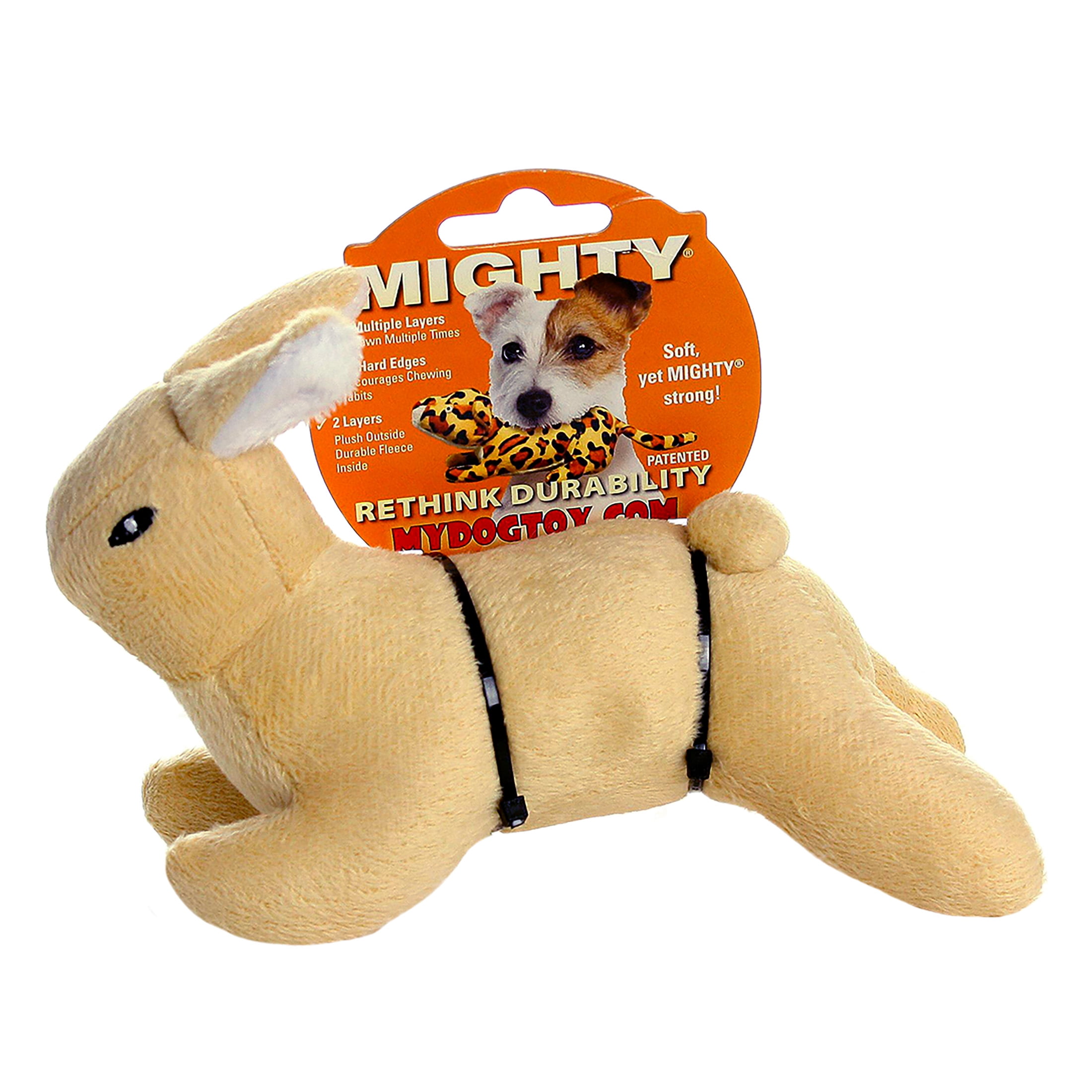 Mighty Jr Nature Rabbit Brown Durable Plush Squeaky Dog Toy, 2 pack
