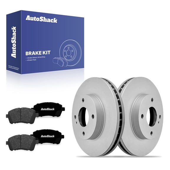 AutoShack Front Vented Coated Brake Rotors   Premium Ceramic Pads 6-PC Brake Kit Replacement for 2011-2019 Ford Fiesta ArmorStop 10.15" (257.9 mm)