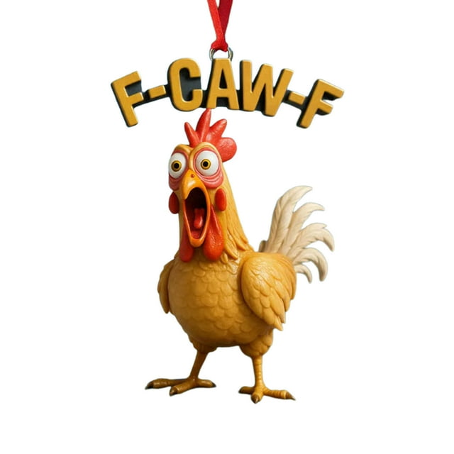 xihome Divertido adorno navideño colgante de pollo enojado con plumas para decorar el rbol de Navidad.