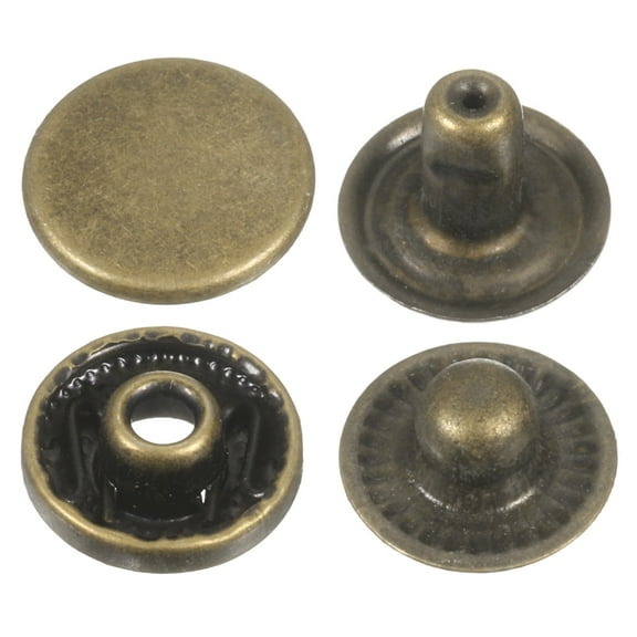 Uxcell 30Set Press-Stud Cap Button 10mm Metal Snap Fastener for Leathers, Bronze