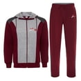 thumbnail image 2 of X-2 Men Track Suits 2 Pieces Set Full Zip Sweatsuit Men Hooded Tracksuit Athletic Sports Set Gray-Maroon XXXL, 2 of 6