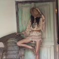 thumbnail image 2 of ZHAOCHENG Kimono corto de gasa con estampado floral bohemio para verano, 2 of 3
