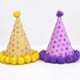 thumbnail image 4 of KAKOWELY Sombrero de papel para cumpleaños con bolas de peluche brillantes, suministros para fiesta (morado), 4 of 4