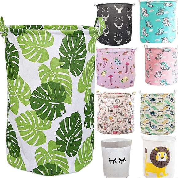 Laundry Hamper Large Laundry Hamper Storage Basket, Round Lightweight Canvas Gift Baskets for Kids, Baby Toys, Laundry for Clothes with Handles, Green