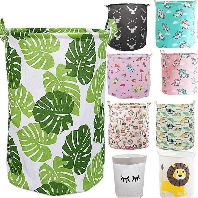 Laundry Hamper Large Laundry Hamper Storage Basket, Round Lightweight Canvas Gift Baskets for Kids, Baby Toys, Laundry for Clothes with Handles, Green