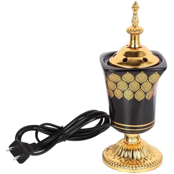 Electric Incense Burner Metal Bakhoor Burner Arabian Incense Burner Stove Middle Eastern Style Tabletop Electric Censer for Home Office Yoga Aromatherapy Decor