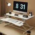 thumbnail image 2 of Standing Desk Converter, 32 Inch Standing Desk Adjustable Height for Table Tops and Home Office, Desk Riser Computer Workstation with Wide Keyboard Tray 2-Tier Desktop, White, 2 of 7