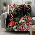 thumbnail image 2 of Cardinal Bird Blanket Soft Cozy Warm Twin Blanket for Bed, Plush Fuzzy Flannel Fleece Blankets for Sofa, Winter Poinsettia Pine Cones Berry Black Throw Blankets for Couch, Gifts for Men, 60"x80", 2 of 9