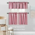 thumbnail image 6 of Buffalo Plaid Valance Farmhouse Kitchen Curtain Red White Linen Sheer Check Rod Pocket Rustic Window Treatment for Living Room Kitchen,1 Panel,55''''x15'''',Red and White, 6 of 6
