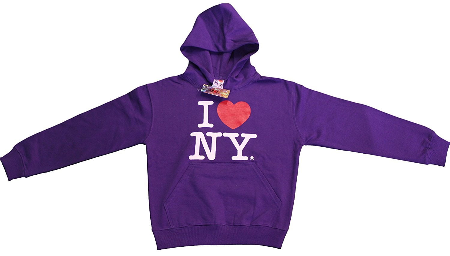 I Love NY New York Hoodie Screen Print Heart Sweatshirt Purple XXL
