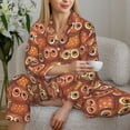 thumbnail image 6 of Fotbe Brown Owl Pattern Long Sleeve Pajama Set for Women,Sleepwear Set,2-piece Loungewear Set,Soft PJs Comfy Nightwear with Pockets -X-Large, 6 of 7