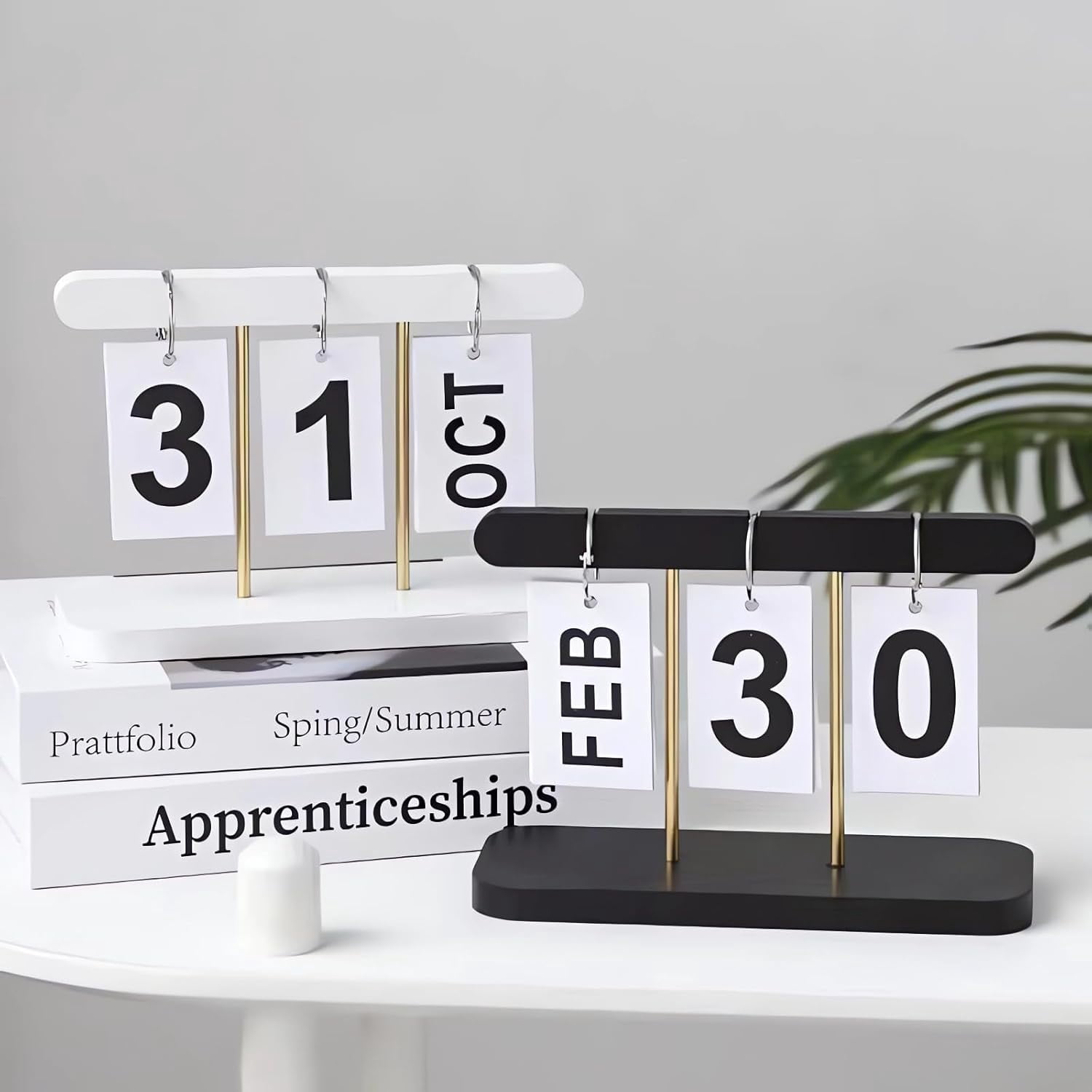 Perpetual Daily Flip Calendar for Desk Reusable Office Desktop Decor Home Accessories Photography Props (White) (TZL-calendar)