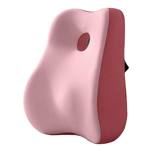 Cojín de silla con respaldo bajo, almohada de apoyo lumbar, cómodo, ergonómico, alto Rosa