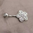 thumbnail image 6 of QQTDFG 925 Sterling Silver Flower Crystal Belly Bar Button Navel Ring Piercing A4222-10mm, 6 of 9