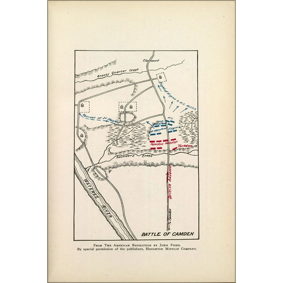 24"x36" Gallery Poster, revolutionary war map Battle of Camden