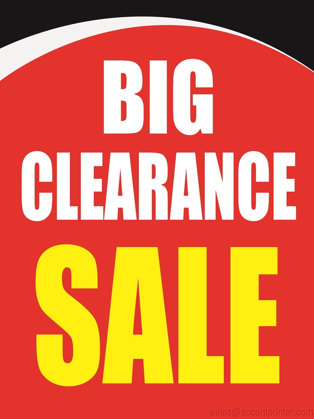 Big Clearance Sale Storefront Window Display Sign, 18"w x 24"h, Full