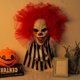 thumbnail image 2 of Halloween Wreath Front Door Scary Clown Wreaths With Red Hair Empty Eyes, 2 of 5
