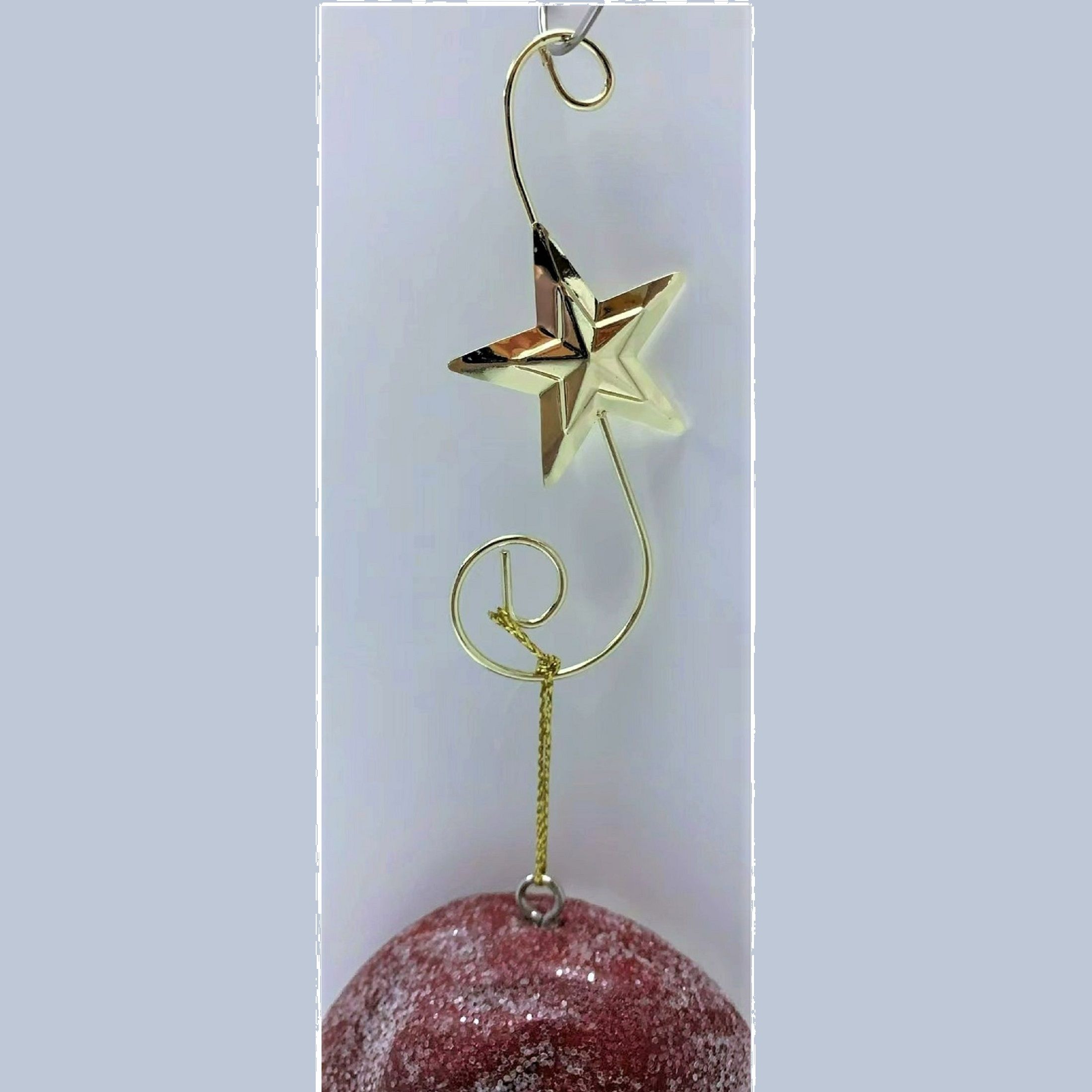 Holiday TIme Silver & Gold Metal Ornament Hooks. Star & Joy Swirl Design. Ornament Hook Theme. Hook Size: 5.55" H.