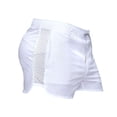 thumbnail image 5 of Men Summer Shorts Hollow Mesh Drawstring Elastic Waist Solid Color Quick Dry Surfing Fitness Sport Fitness Shorts Daily Wear Beach Shorts -White,2XL, 5 of 8