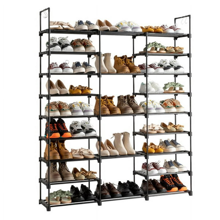 Shoe Rack Shoe Organizer Shelf, Shoe Storage Rack for Entryway, 50Pairs Shoe  and Boots Black Metal Stackable Shoe Cabinet - AliExpress