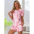 thumbnail image 3 of DARING DIVA Pajama Short Sleeve Top Shorts Loungewear Sleepwear Set M Tie-dye, 3 of 7