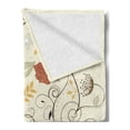 thumbnail image 2 of Floral Soft Flannel Fleece Blanket, Curlicue Motifs Rose Flower Leaves Intricate Gracious Style on Pale Backdrop, Cozy Plush for Indoor and Outdoor Use, 70" x 90", Cream Pale Caramel, by Ambesonne, 2 of 5
