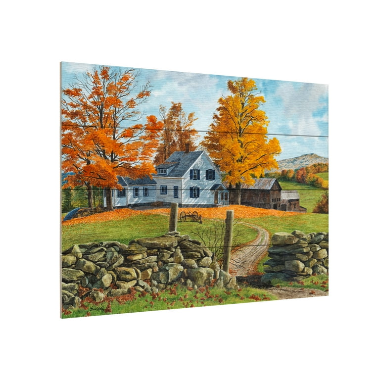 Michael Davidoff 'Autumn Near Guilford' Wood Slat Art - Walmart.com