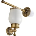 thumbnail image 1 of Escobilla de baño de latón de alta calidad con acabado en latón antiguo con delicados diseños en la base y la barra Escobilla de baño de color bronce Decoración y accesorios para baño JFHHH pequeña, 1 of 5