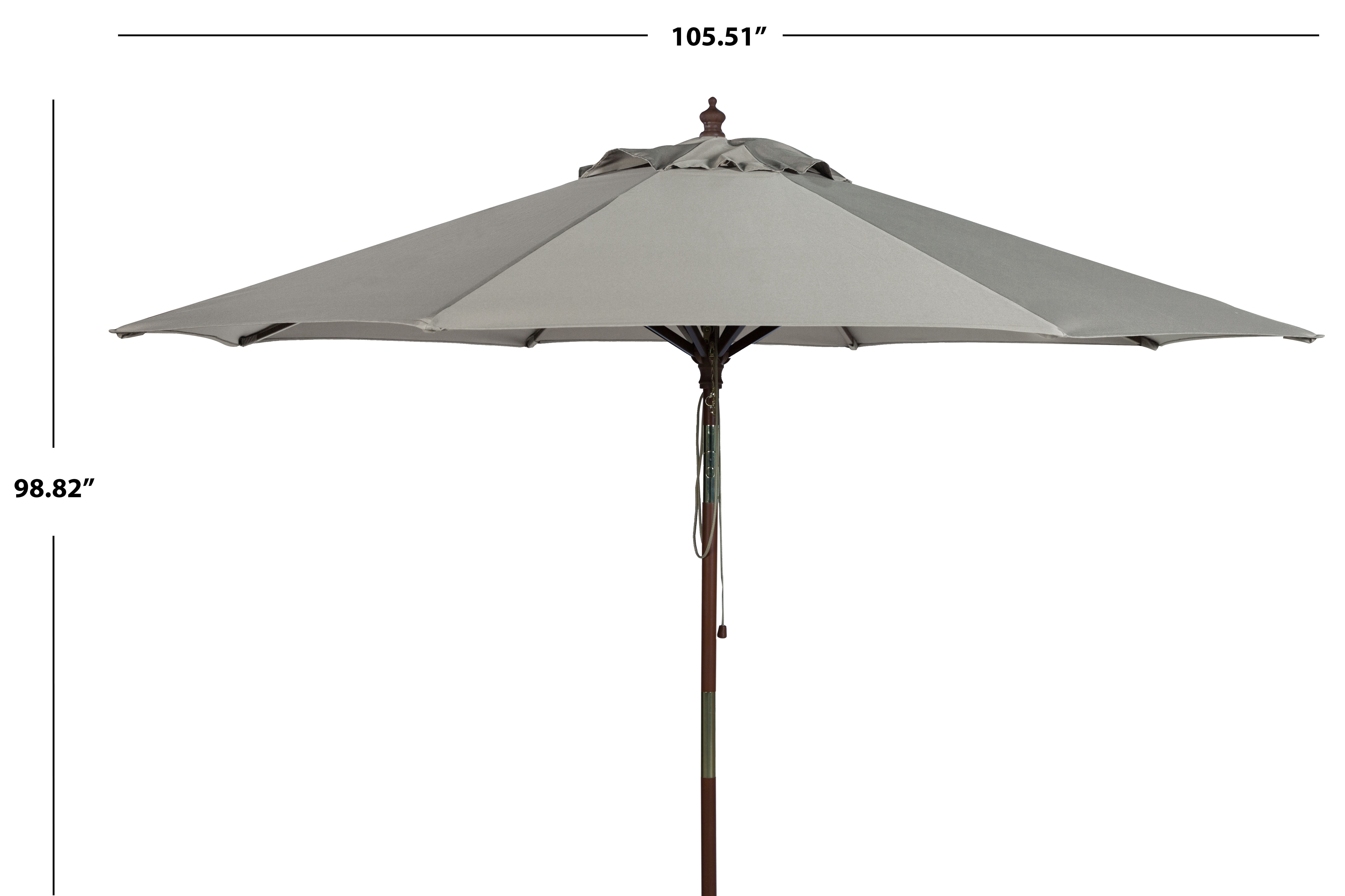 Safavieh Cannes 9' Market Push Wooden Patio Umbrella, Grey