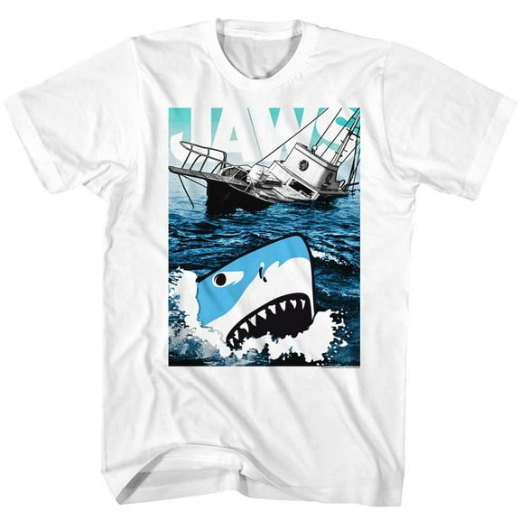 Jaws Cartoon Sharko White Adult T-Shirt