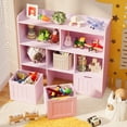 thumbnail image 4 of Kids Toy Storage Cabinet with 3 Movable Drawers and 6 Open Shelves, Noelse Kids Bookcase with Storage for Playroom Nursery Kids Room Organization, Pink, 4 of 12