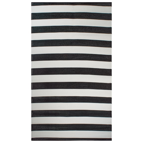 DII Outdoor Rug Collection Reversible Woven Polypropylene Mat, 4x6-Feet, Black & White