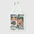 thumbnail image 3 of Trendy Book Lover Tote Bag for Girls – Born to Read Forced to Work, Retro Aesthetic Canvas Bag Gift for Readers, Reusable Bookish Tote with Comic Design for Women and Teens, 3 of 5