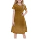 thumbnail image 3 of Girls' Summer Dress Kids 2025 Classic Plaid Short Sleeve Dress Comfortable Casual Dresses for Everyday Wear ,Sie:120, 3 of 7