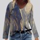thumbnail image 2 of Blusa de camiseta estampada de manga larga cómoda con cuello en V informal a la moda para mujer Pompotops  FGAJ7360, 2 of 4