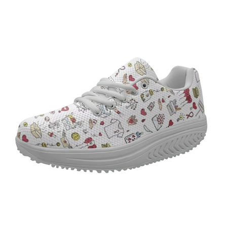 

INSTANTARTS Spring Autumn Women s Swing Shoes Mesh Woman Platform Footwear Female Nurse Shoe Medical ECG Medicine Print Sneakers