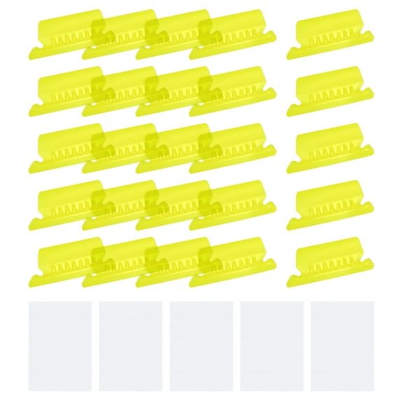 Uxcell Hanging File Folder Tabs, 2 Inch File Folder Tabs and Inserts Plastic Clear File Folder Labels Filing Tabs for Hanging File Folders, Yellow, 50 Pcs