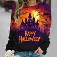 thumbnail image 6 of Uootdi Women's Halloween Sweatshirt - Spooky Castle Bat Print,Happy Halloween Graphic，Crewneck Long Sleeve，Trendy Fall Apparel,Autumn Party Outfit Multicolor Women Tops, 6 of 6