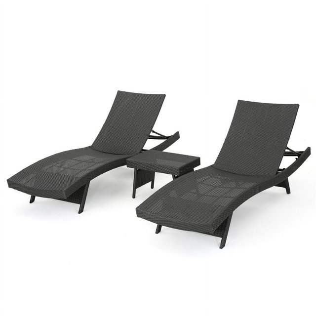 Noble House Ensemble de Chaises Longues Réglables en Osier Gris pour Extérieur