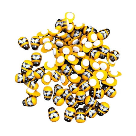 

Hxlazmoo 100 Wooden Bee Trinkets - Yellow Painted Flat Back Decorations with Adhesive Backing for DIY Crafts