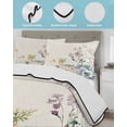 thumbnail image 4 of Quilts Twin Size, Watercolor Flowers Beige Soft Comforter Bedding Set for Bed, Spring Summer Retro Botanical Lightweight Quilted Bedspread with Pillow Cover(2 Pieces) for All Season, 68x86 Inch, 4 of 6