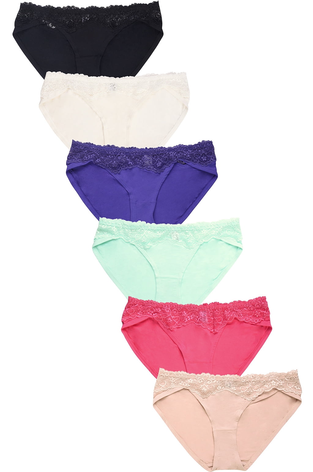 6 Pack Multicolor Floral Lace Brief's Womans Panties 