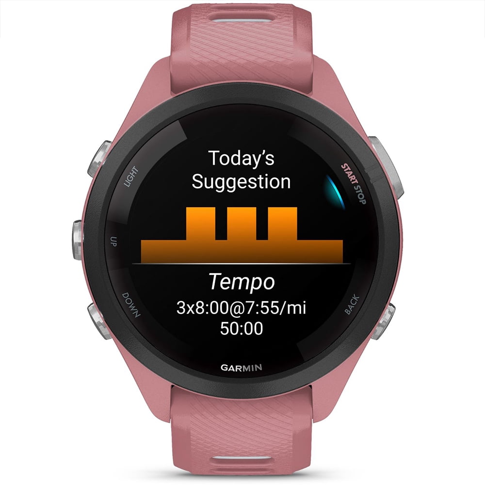 Garmin Forerunner 265S GPS Smartwatch, Light Pink/Whitestone 010-02810-05 Bundle with Deco Essentials 3x 18mm Metal Bands, 3x Silicone Dust Cover and 2x Screen Protector