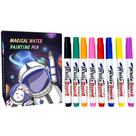 Magical Water Painting Pen 8 Colors Magical Floating Water Painting Pen Magical Watercolor Pen Magical Floating Ink Marker For Drawing Painting Teaching Whiteboard DIY Craft 5ml