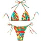thumbnail image 2 of COZYEASE Conjunto de bikini floral de 2 piezas para mujer con cordón fruncido lateral triángulo halter sexy lindo trajes de baño, 2 of 4
