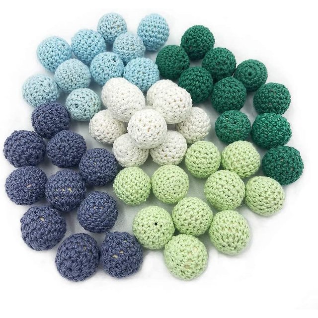 Cuentas de ganchillo de madera oso de fresa 20mm 50 piezas de colores mezclados para collar de enfermería